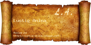 Lustig Anina névjegykártya